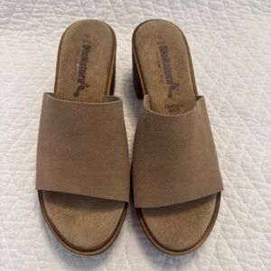 Brown Casual Suede Mules with Wide Strap NEW